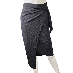 A Day Black Wrap Skirt Knee Length Cover Up Capsule Neutral Womens Size XS